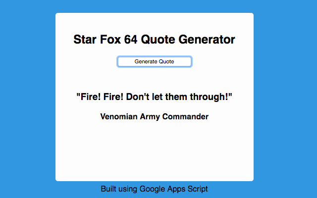 Star Fox 64 Quote Generator